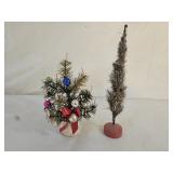 Vintage Faux Feather & Bottle Brush Xmas Trees