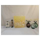 Glass Vases, Wastebasket, Powders