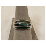 Sterling Silver Green Malachite Ring Size 8