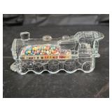 Antique Locomotive Glass Candy Container