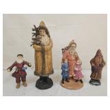 4 Old World Santa Claus Figurines