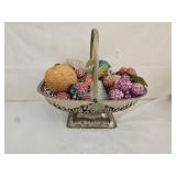 Vintage Sequin and Pushpin Faux Fruit & Basket