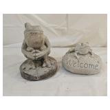 2 Concrete Yard Art Frogs