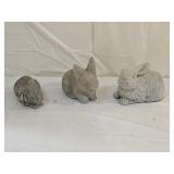 3 Concrete Yard Art Rabbits