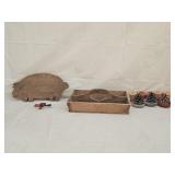 Antique Primitive Utensil Caddy & Cutting Board