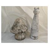 Concrete Mushroom and Frog Yart Art Statues