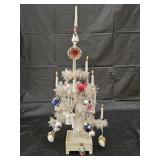 Vtg Tree Topper w Ornaments & Faux Feather Tree