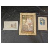 2 Vintage Holiday Post Cards, Santa Claus Print