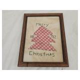 Antique Primitive Needlework Framed Embroidery