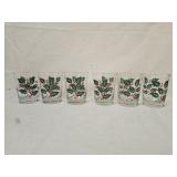 6 Indiana Glass Holly & Berries Christmas Tumblers