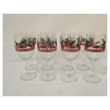 8 Libbey Holly and Berries Christmas Goblets