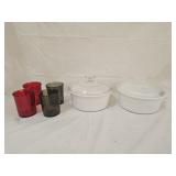 Pyrex Casserole Dishes, Juice Glasses