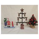 Faux Feather Tree, Wood Tree, Wood Candle Holder