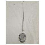 German Silver Tree Agate Pendant Necklace