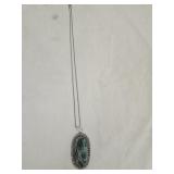 German Silver Turquoise Pendant Necklace