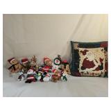 12 Ty Beanie Babies and Decorative Pillow