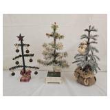 3 Faux Feather Tabletop Christmas Trees