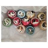 11 Vintage Mercury Glass Diorama Ornaments