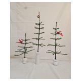 3 Faux Feather Tabletop Christmas Trees