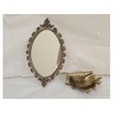 Italy Brass Mirror, Andrea Sadel Brass Shell Dish