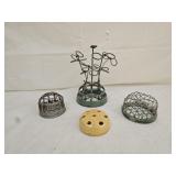 Vintage Metal and Porcelain Flower Frogs