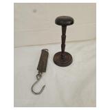 Vintage Spring Balance Scale, Wood Hat Holder