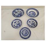 Vintage Blue Willow Transferware Bowls and Plate