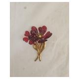 Vintage Lucite and Metal Floral Brooch