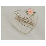 Vintage Lucite "Mother" Heart Shaped Brooch