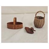 Miniature Baskets and Duck Decoy
