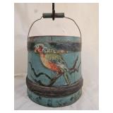 Antique Primitive HP Wood Firkin/Berry Bucket