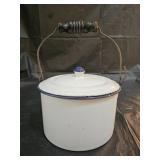 Vintage White Enamel Graniteware Berry Pail/Pot