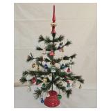 Vintage Faux Feather Tree with Ornaments, Topper