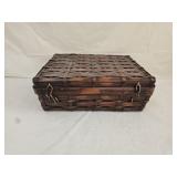 Antique Ratan Wicker Picnic Basket
