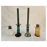 Art Glass Candle Holders, Miniature Oil Lamps