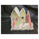 Putz Style Cardboard Christmas House Scene
