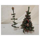 2 Vintage Style Tabletop Christmas Trees