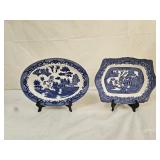 2 Vintage Blue Willow Transferware Platters