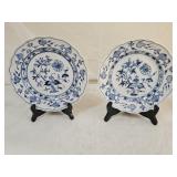 2 Meissen Germany Blue Onion Porcelain Plates