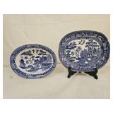 Vintage Blue Willow Transferware Platter & Bowl