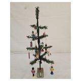 Faux Feather Christmas Tree with Wood Ornaments