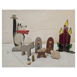 Wood Nativity Scene, Christmas Candle Holders