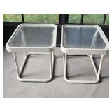 2 Metal Glass Top Patio Side Tables