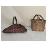 Antique Hand Woven Splint and Flower Baskets