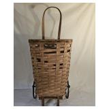 Antique Hand Woven Split Wood Market Basket Cart