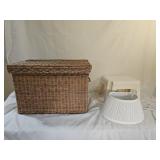 Wicker Storage Basket, Bed Lamp, Stool