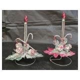 2 Vintage Japan Mercury Glass Candle Xmas Decor