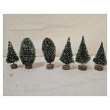 6 Dept 56 Miniature Bottle Brush Christmas Trees