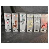 6 Vintage 1950s Libbey Carousel Highball Glasses