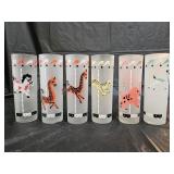 6 Vintage 1950s Libbey Carousel Highball Glasses